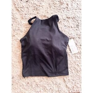 All in Motion High Neck Tank Top Black XS Cropped Built-in Bra Activewear